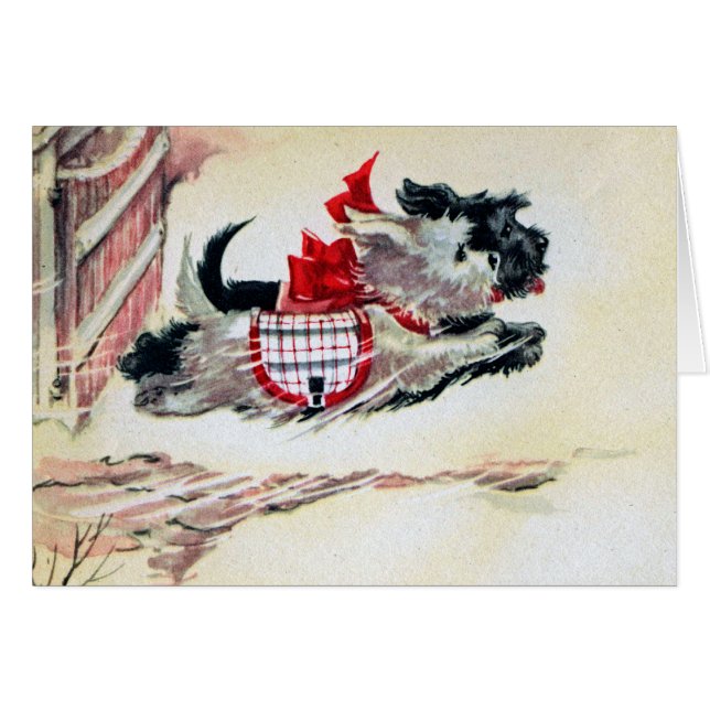 Cartão Dois Scotties Running (Frente Horizontal)