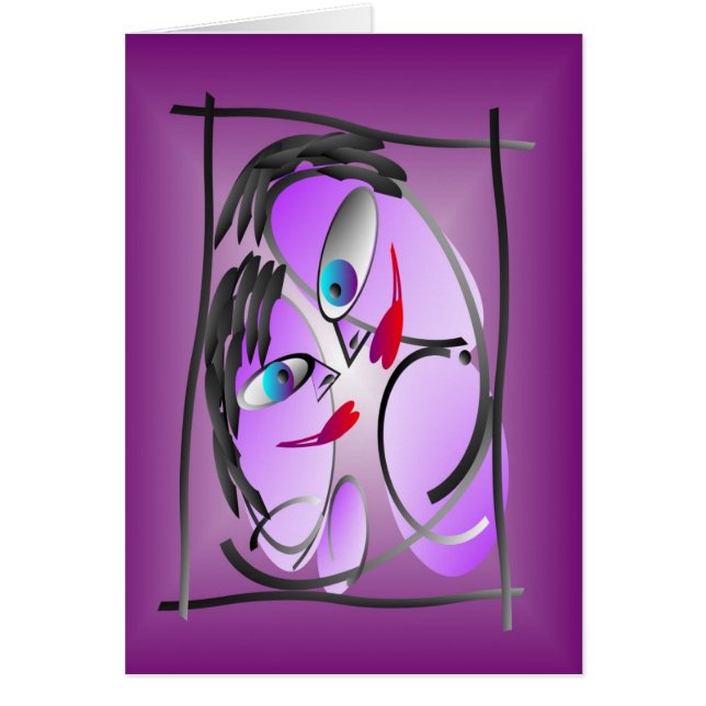 Cartão Dois transformam-se um no roxo (Frente)