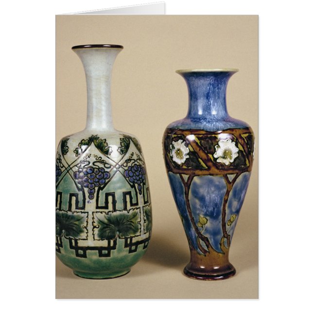 Cartão Dois vasos de Doulton por Eliza Simmance, c.1880 (Frente)