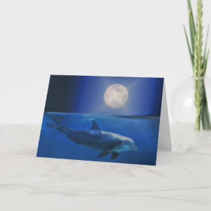 Cartão Dolphin and Moon Universe Birthday Card