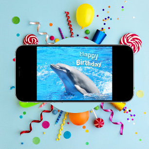 Cartão Dolphin In Water Happy Birthday Card