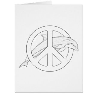 Cartão Dolphin Peace Sign Adult Coloring Big Card