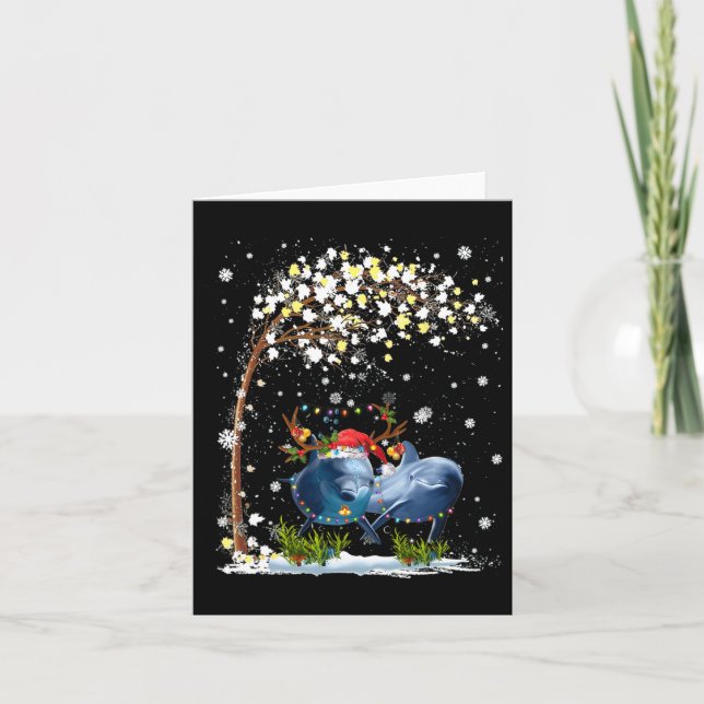 Cartão Dolphin Reindeer Hate Papai noel Árvore De Natal E (Frente)