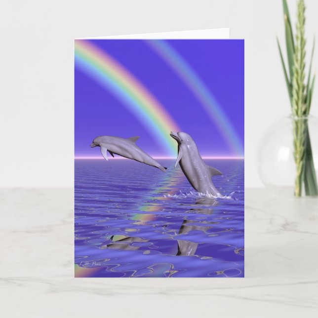 Cartão Dolphins and Rainbow (Frente)