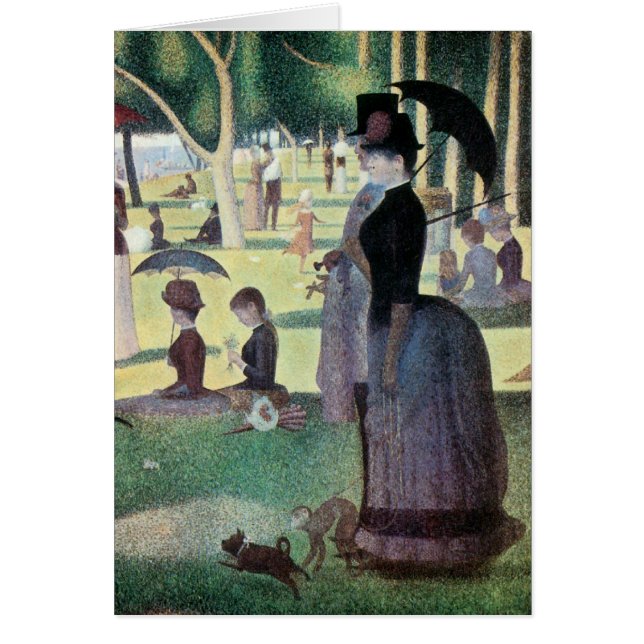 Cartão Domingo à tarde, Ilha La Grande Jatte, por Seurat (Frente)