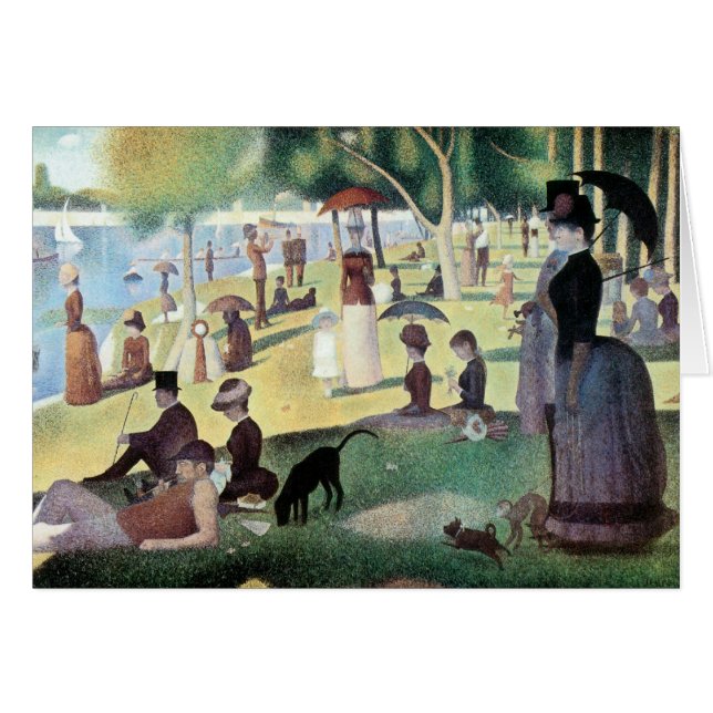 Cartão Domingo à tarde, Ilha La Grande Jatte, por Seurat (Frente Horizontal)