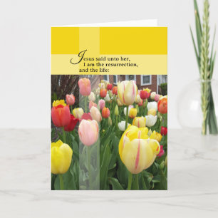 Cartão Domingo de Ressurreição Feliz Cruz Tulipa John 11