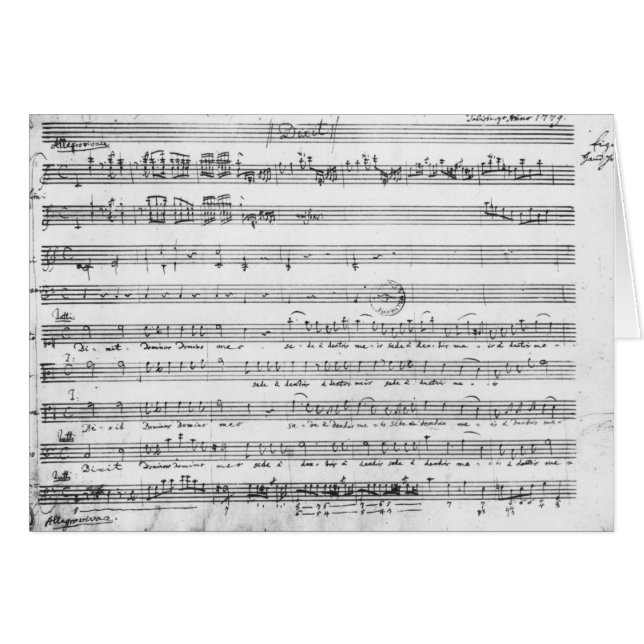 Cartão Domingo Vespers, 1779 (Frente Horizontal)