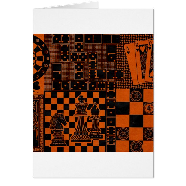 Cartão dominó de xadrez damas dominos (Frente)