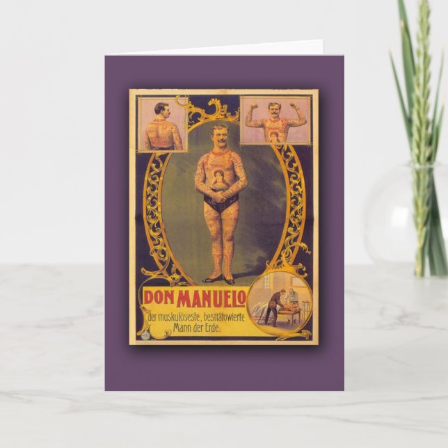 Cartão Don Manuelo, Tattooed Man on Cards, Postcards (Frente)
