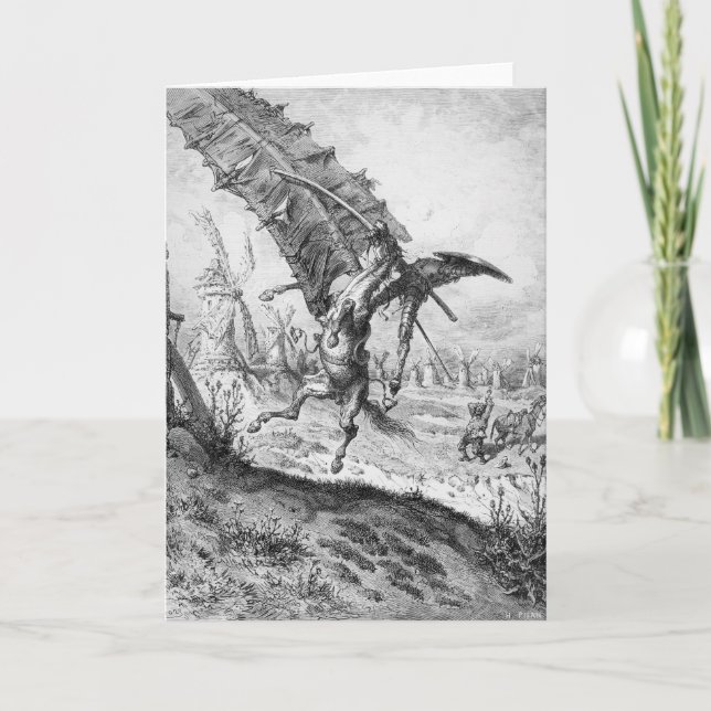 Cartão Don Quixote and the Windmills (Frente)