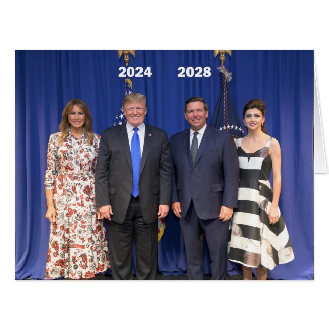 Cartão Donald & Melania 2024, Ron & Casey 2028 (Frente horizontal)