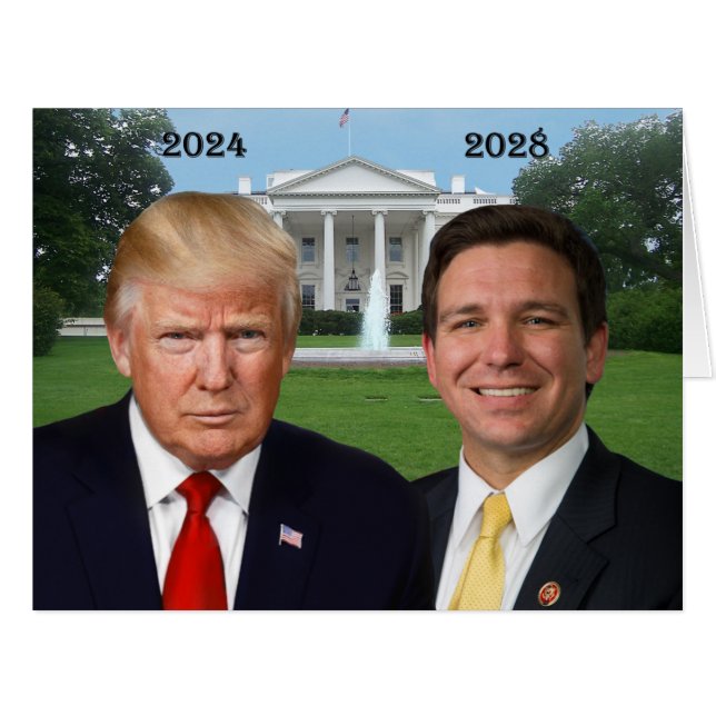Cartão Donald Trump 2024 & Ron DeSantis 2028 (Frente horizontal)