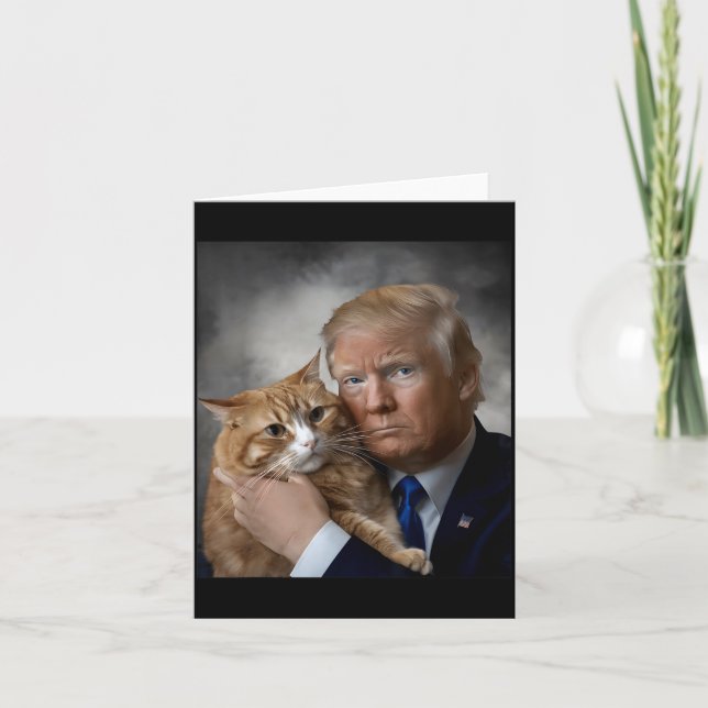 Cartão Donald Trump And Cat Funny Trump And Cat, Litical  (Frente)