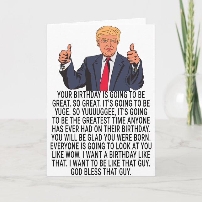 Cartão Donald Trump Card Engraçado Presente Para Aniversá (Frente)