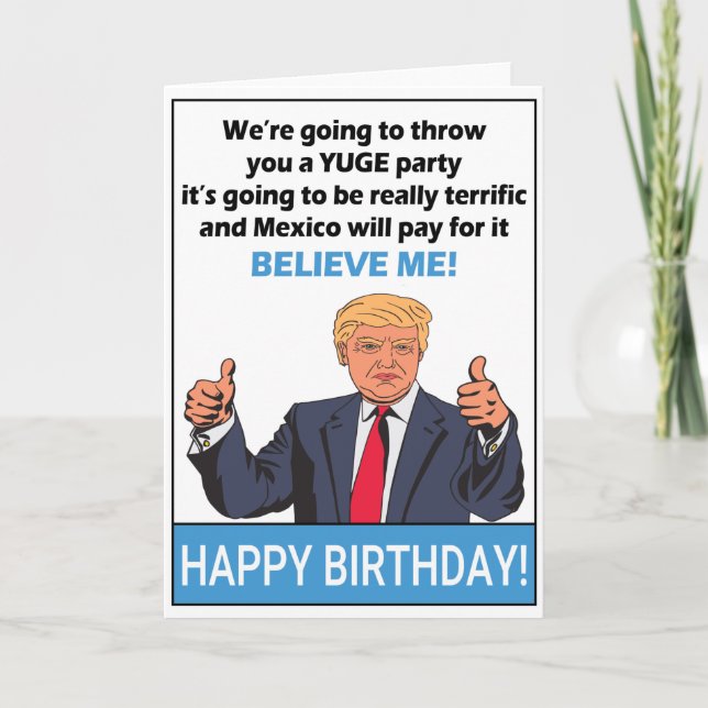 Cartão Donald Trump Engraçado Presente No Aniversário (Frente)