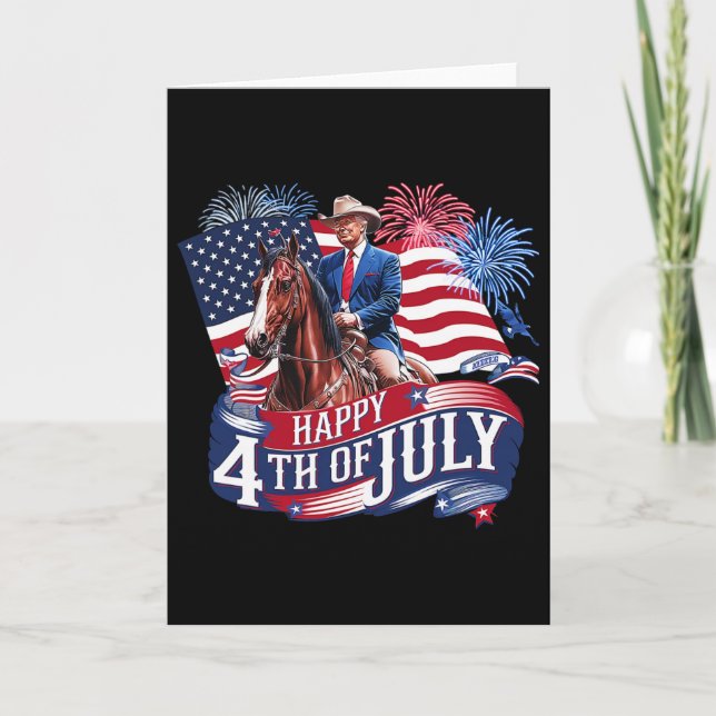 Cartão Donald Trump Feliz 4 de Julho Para Patriotas Ameri (Frente)