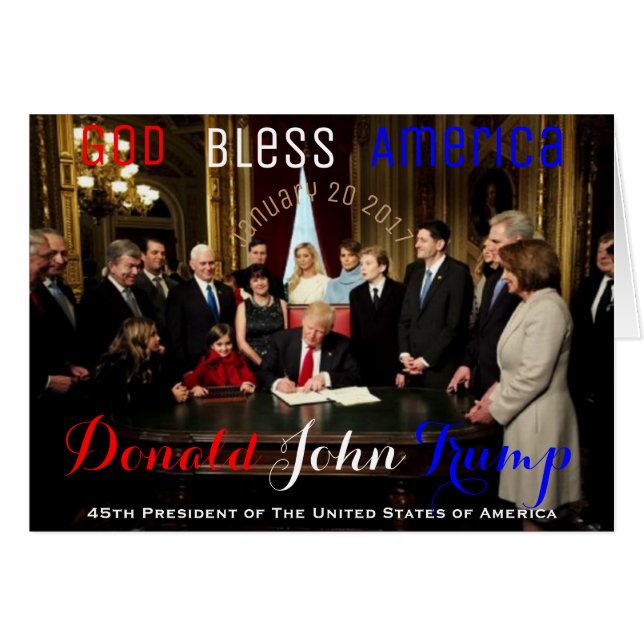 Cartão Donald Trump First Day como presidente dos EUA (Frente Horizontal)