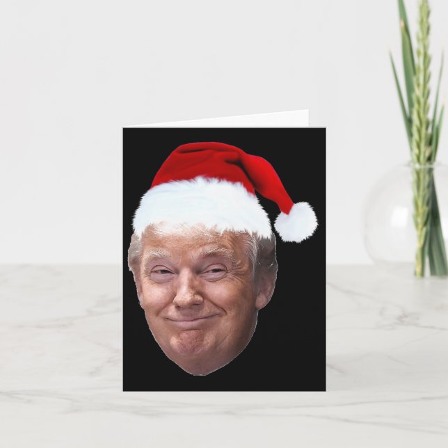 Cartão Donald Trump Natal Engraçado Dom do Papai Noel (Frente)