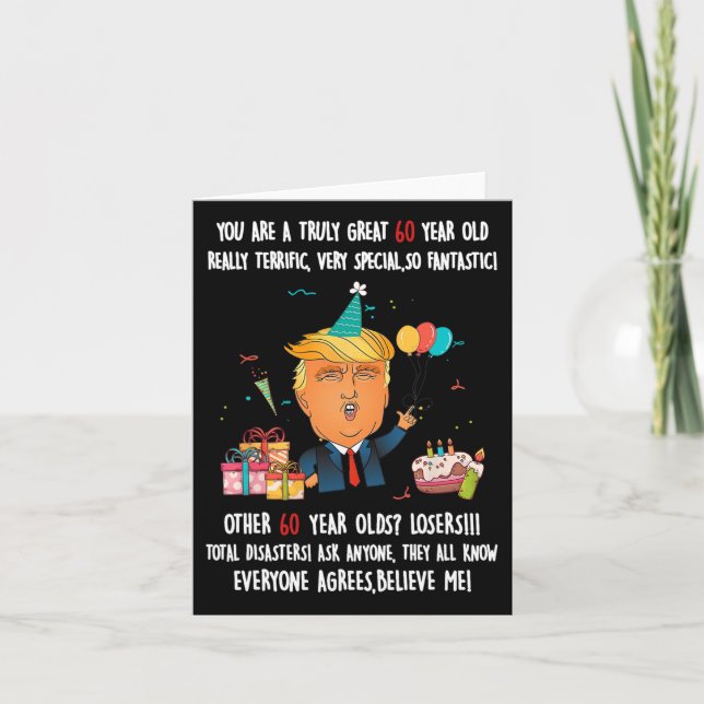Cartão Donald Trump Presidente Funny 60º aniversário Trum (Frente)