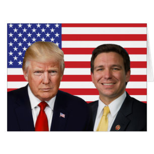 Cartão Donald Trump, Ron DeSantis, & U.S Flag
