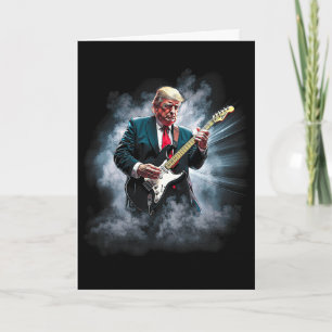 Cartão Donald Trump Tocando Guitarra Elétrica de Rock 