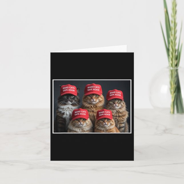 Cartão Donald Trump Torna Os Gatos Seguros Novamente Red  (Frente)