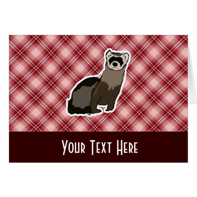 Cartão Doninha vermelha da xadrez (Frente Horizontal)