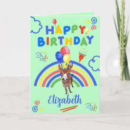 Cartão Donkey Birthday Card in Green