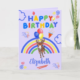 Cartão Donkey Birthday Card in Purple