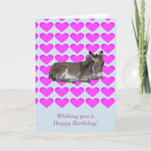Cartão Donkey foal em corações cor-de-rosa