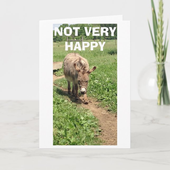 CARTÃO DONKEY NÃO MUITO FELIZ TRISTE/AZUL - VIDA SEM VOCÊ (Frente)