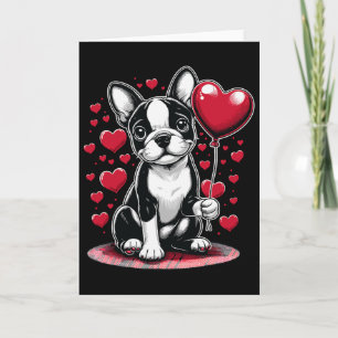 Cartão Dono de cachorro Boston Terrier no Dia dos Namorad