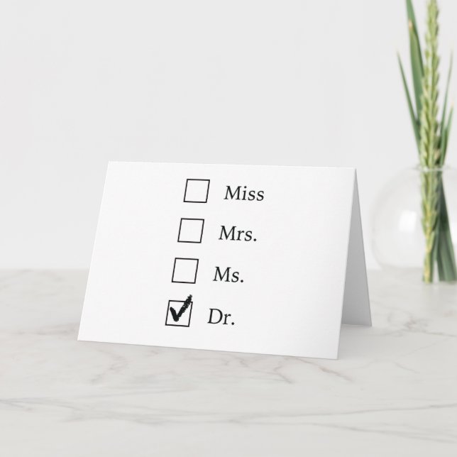 Cartão Dons de doutorado para mulheres (Frente)