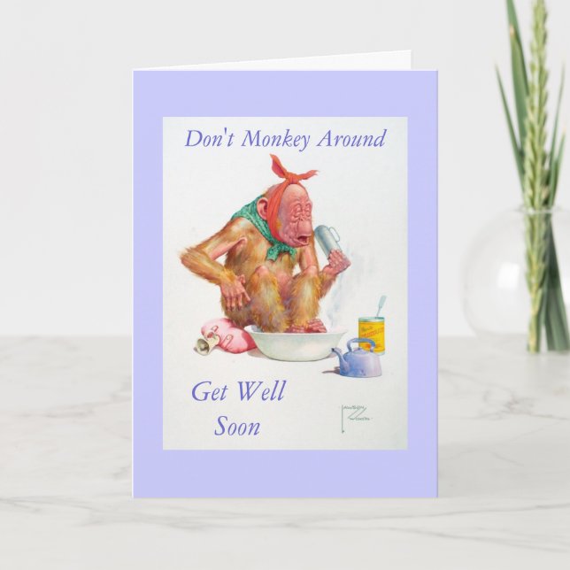 Cartão Don't Monkey Around Get Well Card (Frente)