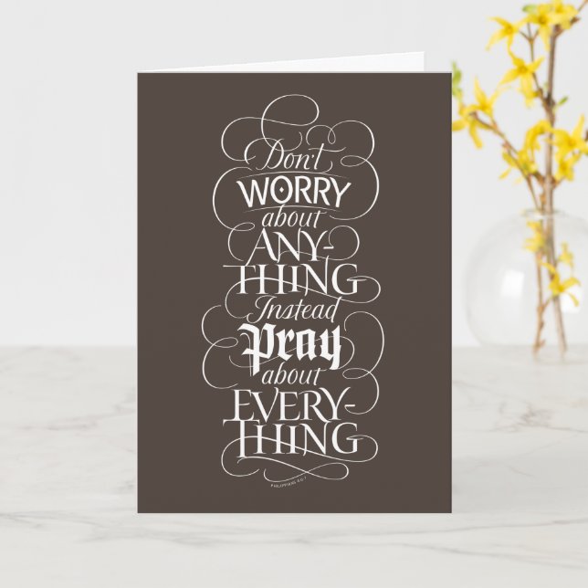 Cartão DON'T WORRY about anything - Bible Philippians 4 (Flor Amarela)