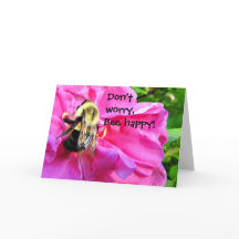 Don't Worry, Bee Happy Greeting Card, Blank Inside
