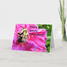 Don't Worry, Bee Happy Greeting Card, Blank Inside