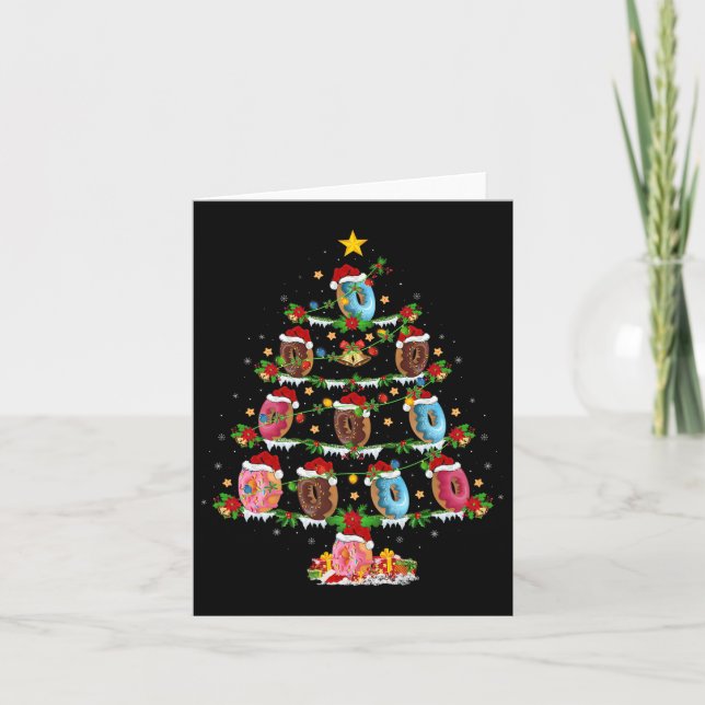 Cartão Donuts Christmas Tree Lights Funny Fast Food Donut (Frente)