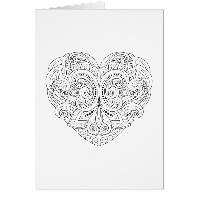 Cartão Doodle abstrato do coração (Frente)