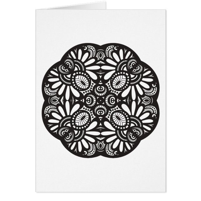 Cartão Doodle bonito do quadrado preto de Deco (Frente)