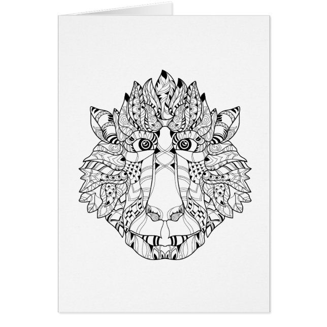 Cartão Doodle da cabeça do macaco (Frente)