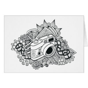 Cartão Doodle da câmera do hipster