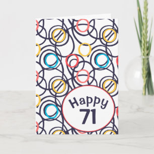 Cartão Doodle Divertido para 71º Aniversário