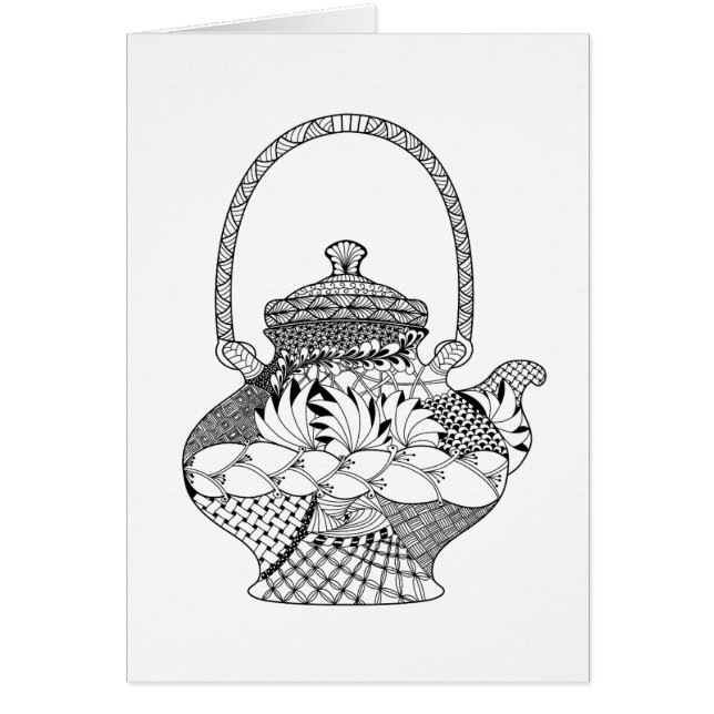 Cartão Doodle do bule (Frente)