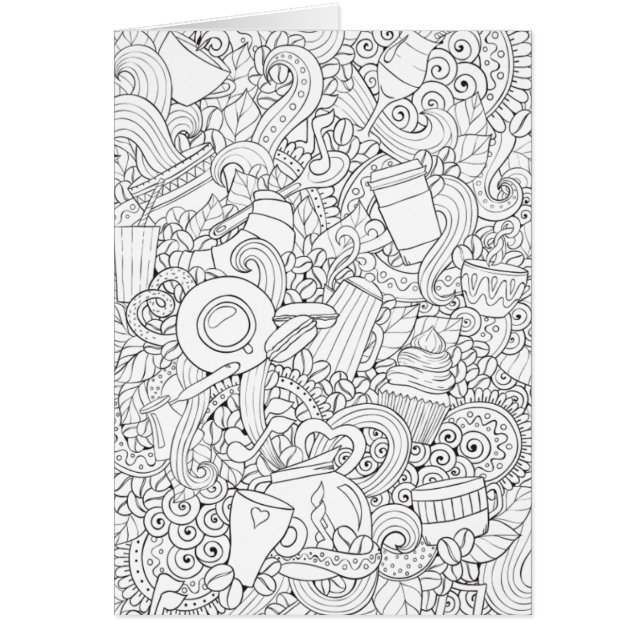 Cartão Doodle do café e do chá (Frente)