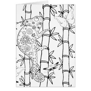 Cartão Doodle do camaleão