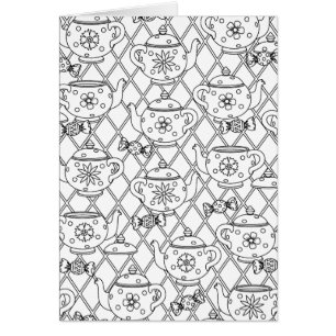 Cartão Doodle do pote do chá