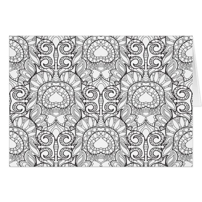 Cartão Doodle do teste padrão da pena do pavão (Frente Horizontal)