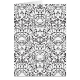 Cartão Doodle do teste padrão da pena do pavão